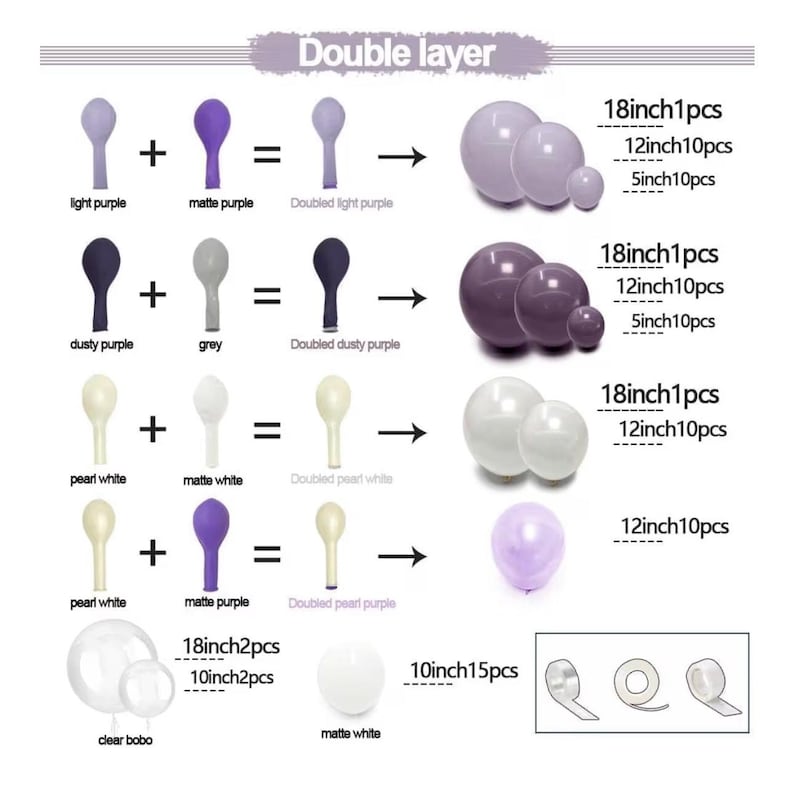 Purple White Balloon Garland Double Stuffed Light White Lilac Balloons Pearl Balloon Arch Kit For Lavender Fairy Birthday Baby Shower Weddin