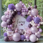 Purple White Balloon Garland Double Stuffed Light White Lilac Balloons Pearl Balloon Arch Kit For Lavender Fairy Birthday Baby Shower Weddin