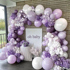 Purple White Balloon Garland Double Stuffed Light White Lilac Balloons Pearl Balloon Arch Kit For Lavender Fairy Birthday Baby Shower Weddin