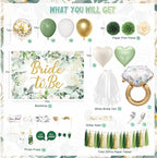 Bridal Shower Decorations, Sage Green Bachelorette Party Decorations Bride to Be Banner Backdrop Sash Veil Confetti Foil Balloons Tassel