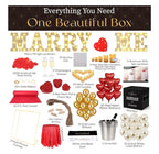 Marry Me Proposal Kit, Complete Engagement Decorations Set with LED Marquee Letters, Flameless Candles, Rose Petals, Red Carpet, Balloons