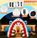 13×8 FT Summer Shark Inflatable Arch Decoration, Giant Outdoor Ocean Theme Blow Up with Built-in 6 LED Lights and 1 Blower for Summer Yard