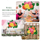40 Pack Tropical Party Decorations Supplies Large Tissue Paper Hibiscus Flowers Faux Palm Leaves Set for Hawaiian Luau,Safari,Mexican Fiesta