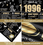 Large 30th Birthday Banner Backdrop Decorations for Men Women, Black Gold Back in 1996 Happy 30 Bday Sign Party Supplies, Thirty Birthday
