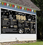 Large 30th Birthday Banner Backdrop Decorations for Men Women, Black Gold Back in 1996 Happy 30 Bday Sign Party Supplies, Thirty Birthday