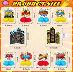 10 Pieces Hero Party Decoration, Hero Honeycomb Centerpieces 3D Table Topper Standing Decorations, Hero-Theme Party Supplies for Birthday