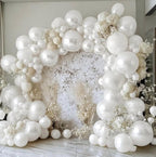 Pearl White Balloons Double Stuffed Latex Pastel White Balloon Garland Different Sizes 18/12/5in Cream Balloon Arch Kit for Wedding Bridal
