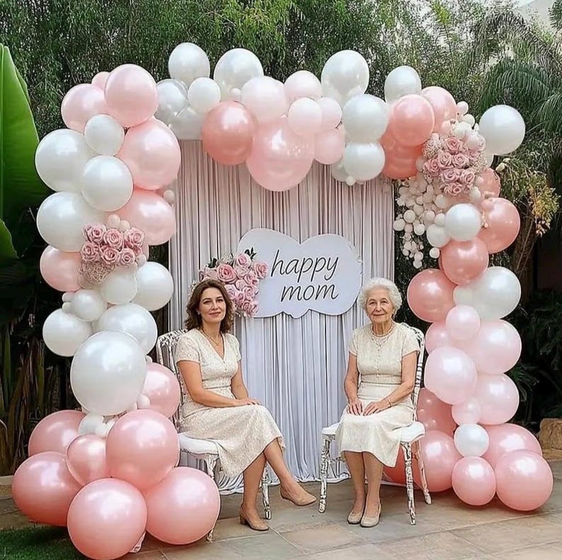 Pearl White Balloons Double Stuffed Latex Pastel White Balloon Garland Different Sizes 18/12/5in Cream Balloon Arch Kit for Wedding Bridal
