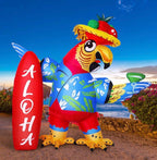 6.56x7.55ft Inflatable Parrot Decorations Tiki Inflatable Flying Parrot with LED Lights Aloha Jungle Animals Luau Hawaiian Tropical Party