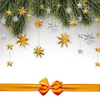Silver Star Garland Party Decorations Kit 3D Stars Metallic Bunting Banner for Holiday Xmas Birthday Wedding Baby Shower Hanging Decorations