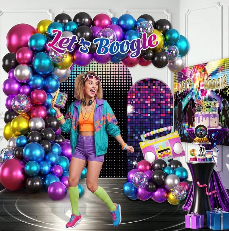 301pcs Disco Party Decorations for 70s, All-in-one 70s Party Decorations for 25 Guests, with No-DIY Banner Thick Plates and Disco Balloon