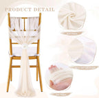 Champagne Chair Sashes Bows 16 Packs 8ft Long Chair Ribbons for Hotel Event Restaurant Banquet Party Chairs Decoration