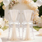 Champagne Chair Sashes Bows 16 Packs 8ft Long Chair Ribbons for Hotel Event Restaurant Banquet Party Chairs Decoration