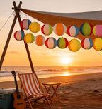 15PCS Pool Party Decorations Beach Ball Paper Lanterns - Summer Luau Hawaiian Themed Hanging Decor for Home Birthday Outdoor Indoor