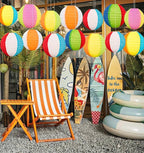 15PCS Pool Party Decorations Beach Ball Paper Lanterns - Summer Luau Hawaiian Themed Hanging Decor for Home Birthday Outdoor Indoor