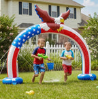 8.5 x 6.2 Ft Outdoor Sprinkler for Kids Age 3-7 Years Old - 250th Anniversary Eagle Arch Inflatable Kid Sprinklers for Yard - Water Park