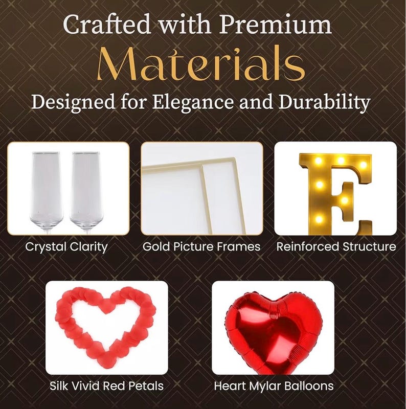 Marry Me Proposal Kit, Complete Engagement Decorations Set with LED Marquee Letters, Flameless Candles, Rose Petals, Red Carpet, Balloons