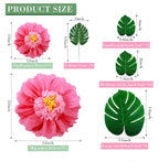 40 Pack Tropical Party Decorations Supplies Large Tissue Paper Hibiscus Flowers Faux Palm Leaves Set for Hawaiian Luau,Safari,Mexican Fiesta