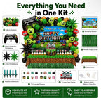 Pixel Game Birthday Party Decorations, “Game On” Pixel Theme Party Supplies Kit for Boys & Girls —131 Pcs Balloons, Backdrop, Curtain