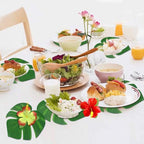 Tropical Luau Party Garland, Hibiscus Flowers Palm Leaves Banner, Hawaiian Beach Party Decor, Summer Pool Party Tiki Aloha Decorations,60pcs