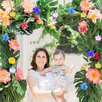 Tropical Luau Party Garland, Hibiscus Flowers Palm Leaves Banner, Hawaiian Beach Party Decor, Summer Pool Party Tiki Aloha Decorations,60pcs