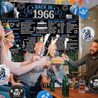 Back in 1966 Birthday Decorations for Men, 20PCS Black Blue 60th Birthday Party Supplies, Blue Back in 1966 Poster Banner, Sash, 60 Year Old