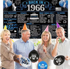 Back in 1966 Birthday Decorations for Men, 20PCS Black Blue 60th Birthday Party Supplies, Blue Back in 1966 Poster Banner, Sash, 60 Year Old