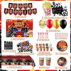 Movie Night Party Decorations,Movie Themed Party Supplies with Napkins Plates Cups Tablecloth,Now Showing Banner Backdrop for Birthday