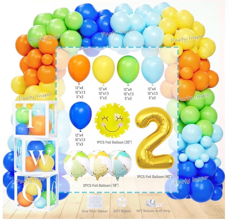 Pool Party Decorations, Two the Pool Party Decorations, 2nd Birthday Supplies with Two Cool Backdrop,Balloon Garland, Boxes for Summer Beach