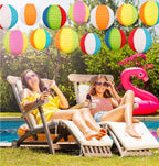 15PCS Pool Party Decorations Beach Ball Paper Lanterns - Summer Luau Hawaiian Themed Hanging Decor for Home Birthday Outdoor Indoor