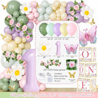 Wildflower 1st Birthday Decorations, 151 PCs Our Little Wildflower is Turning One Birthday Party Supplies with Balloon Boxes, Banners, Flora