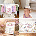 Wildflower 1st Birthday Decorations, 151 PCs Our Little Wildflower is Turning One Birthday Party Supplies with Balloon Boxes, Banners, Flora